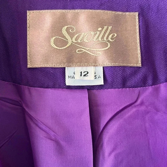 Vintage Saville 100% Wool Two Piece Pleated Skirt Purple Suit Size 12 - Picture 12 of 14